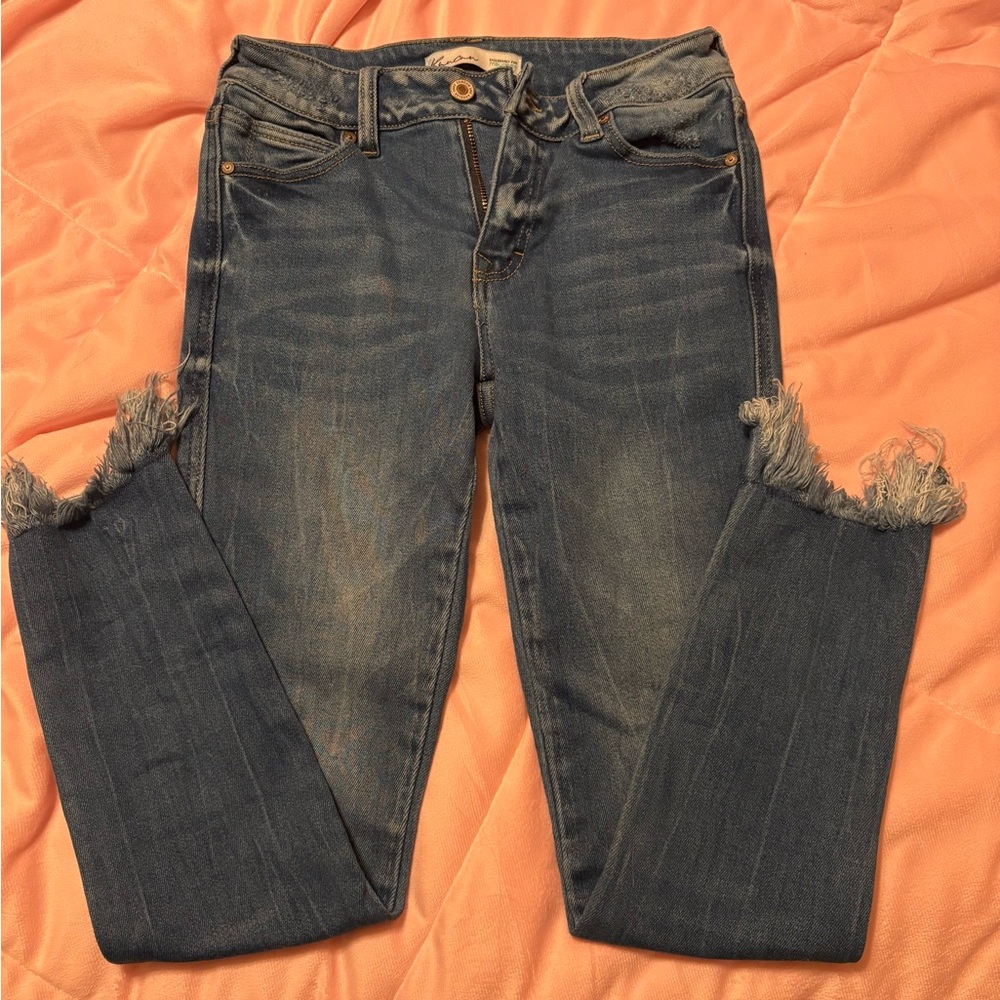 KanCan Frayed Hem Blue Jeans